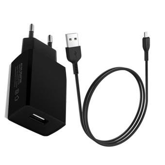 Сетевое зарядное устройство адаптер + кабель USB Tуpe-C Black